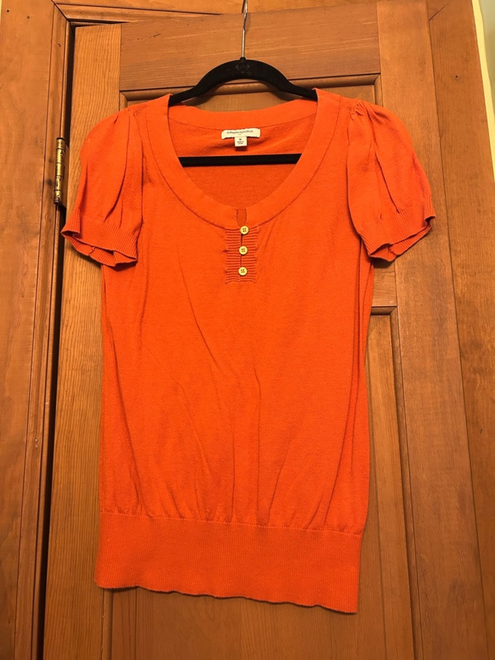 Banana Republic Orange Short Sleeve Scoop Neck Knit Top